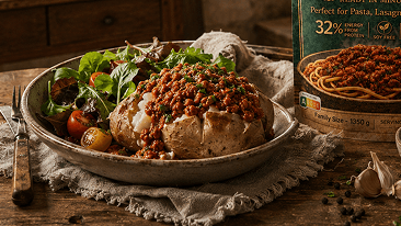 Bolognese obrok napravljen s biljnim raguom i krumpirom